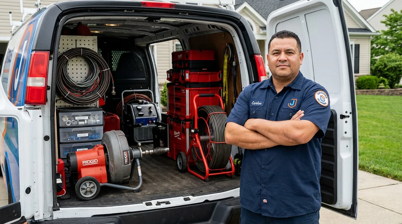 Professional drain cleaning equipment and Johns Plumbing LLC plumber in Montgomeryville
